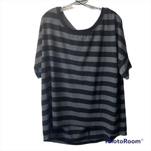 MXM over sized black and grey striped short sleeve top size X